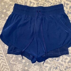 Women’s Navy Drawstring Running Shorts with Liner